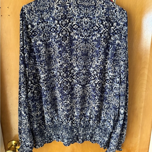 Size L - Alex & Lili Blue Patterned Women's Top - Picture 2 of 3